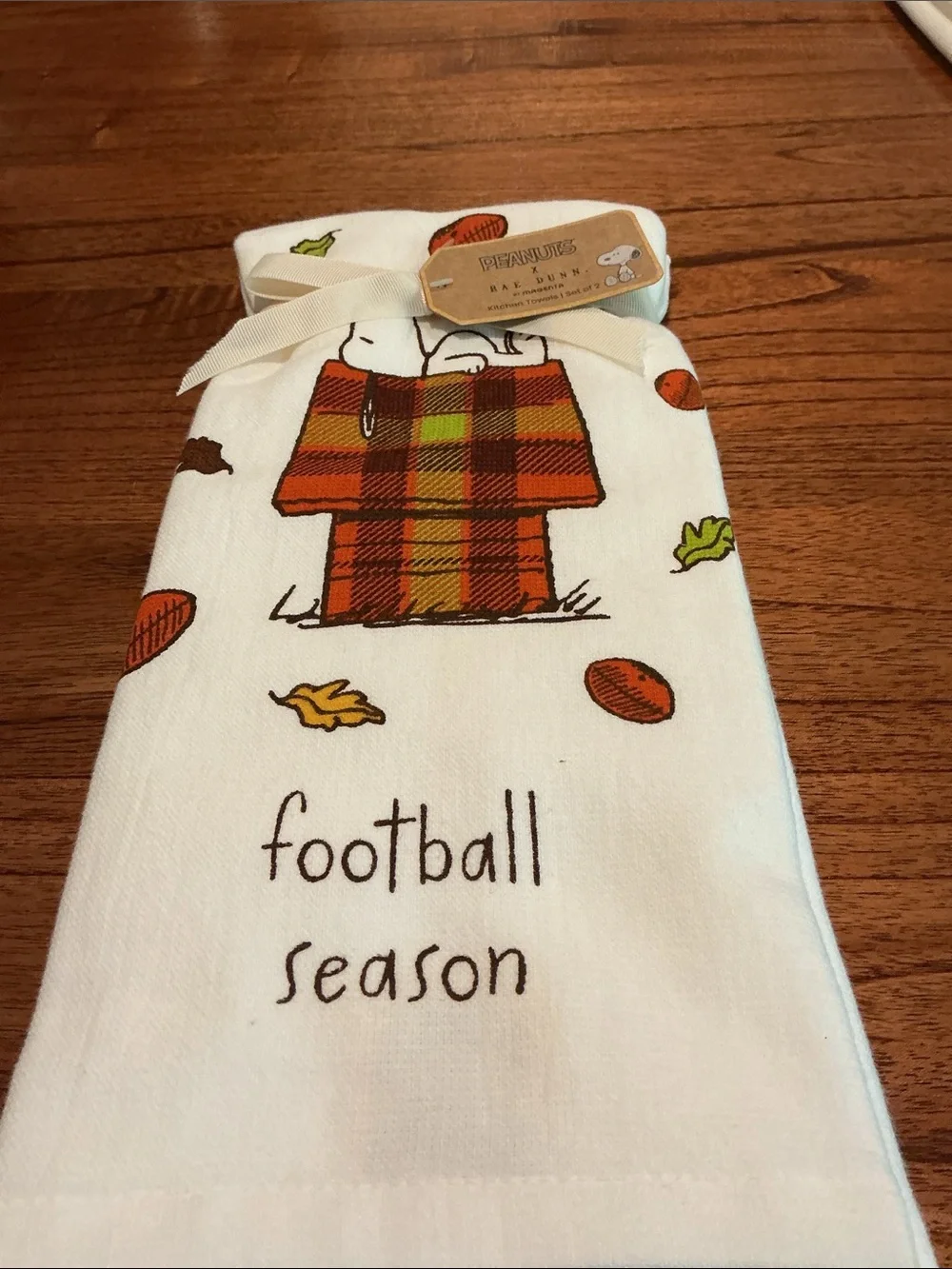 Peanuts x Rae Dunn Football Themed Kitchen Towels - Set of 2
